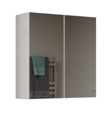 SOFYA - Armoire de toilette murale 2 portes - Meuble Salle de bain avec miroir - 60x22x60 cm - Rangement