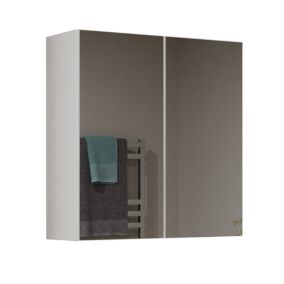 SOFYA - Armoire de toilette murale 2 portes - Meuble Salle de bain avec miroir - 60x22x60 cm - Rangement