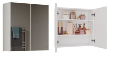 SOFYA - Armoire de toilette murale 2 portes - Meuble Salle de bain avec miroir - 60x22x60 cm - Rangement