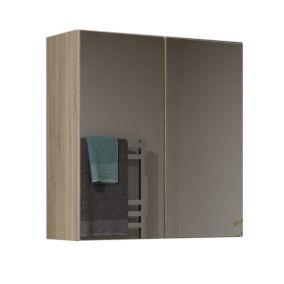 SOFYA - Armoire de toilette murale 2 portes - Meuble Salle de bain avec miroir - 60x22x60 cm - Rangement