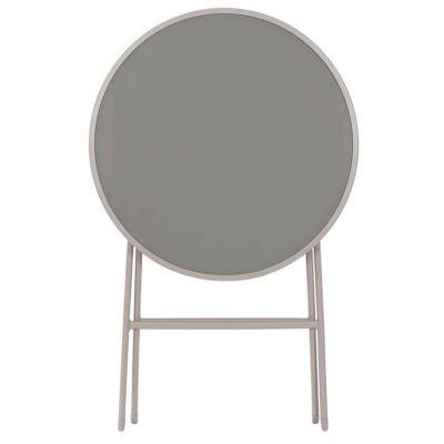 SOHAN - Table Pliante de Jardin Ronde Beige en Métal et Verre Trempé
