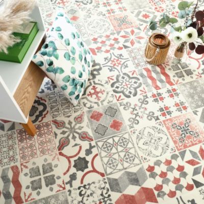 Sol Lino Carreaux de ciment - Brique - Rouleau de 3m x 21m