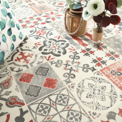 Sol Lino Carreaux de ciment - Brique - Rouleau de 3m x 21m