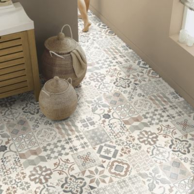 Sol Lino - Carreaux de ciment - Naturel - Rouleau de 2m x 6m