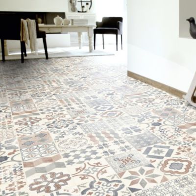 Sol Lino - Carreaux de ciment - Naturel - Rouleau de 2m x 6m