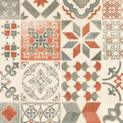 Sol Lino - Carreaux de ciment - Rouge brique - Rouleau de 3m x 23m