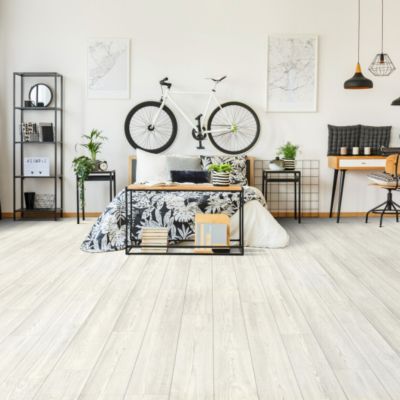 Sol Lino Tendance - Imitation parquet blanc à joints gris - Echantillon 15 x 20 cm