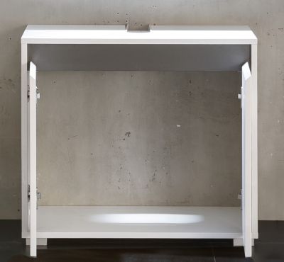 SOL - Meuble de salle de bain. Meuble sous vasque en mélaminé couleur blanc - gris L-H-P : 67 - 60 - 36 cm