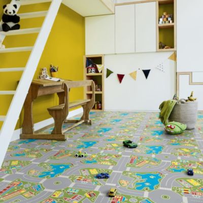Sol Plastique pour les enfants - Les rues de la ville verte - Rouleau de 3m x 6m