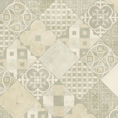 Sol PVC Best - Carreaux Art Déco - Crème et gris - Rouleau de 4m x 16m
