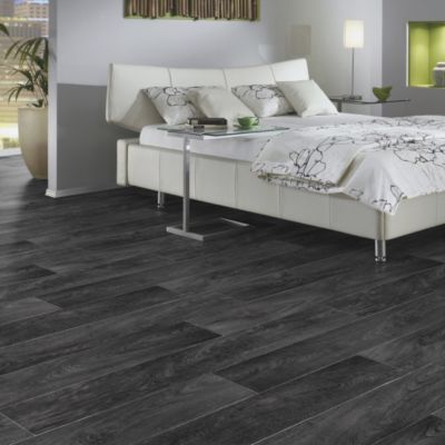 Sol PVC Best - Effet parquet vieilli - Bois gris anthracite - de 4 x 4m