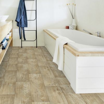 Sol PVC Imitation parquet Mélèze Brun Clair - 4m x 8m
