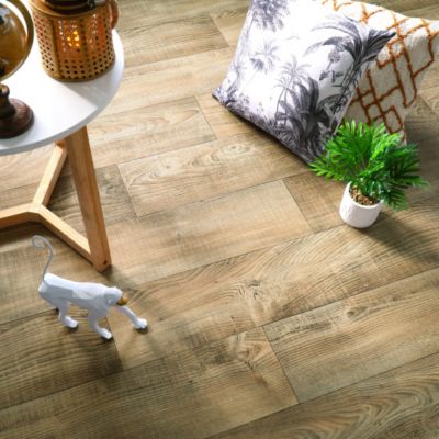 Sol PVC Imitation parquet Mélèze Brun Clair - 4m x 8m