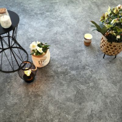 Sol PVC Motif Granit Noir Argenté - 2m x 28m