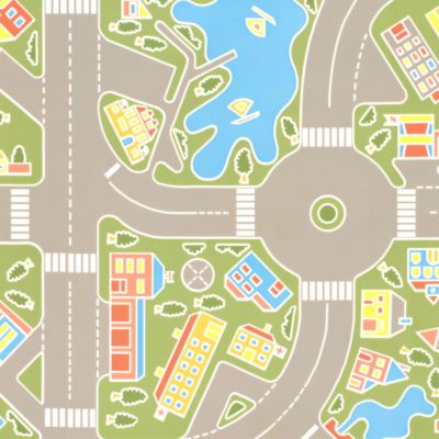 Sol PVC pour enfants - Rues de la ville verte - 2m x 5m