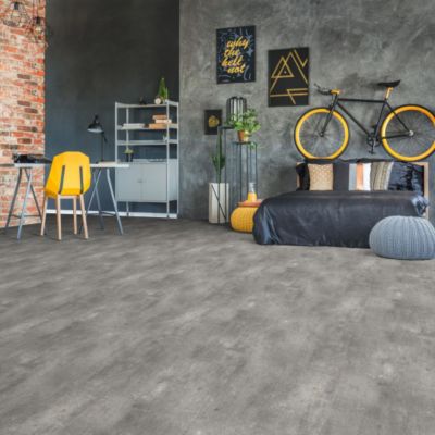 Sol PVC Textile - Aspect béton griffé gris - 2m x 4m