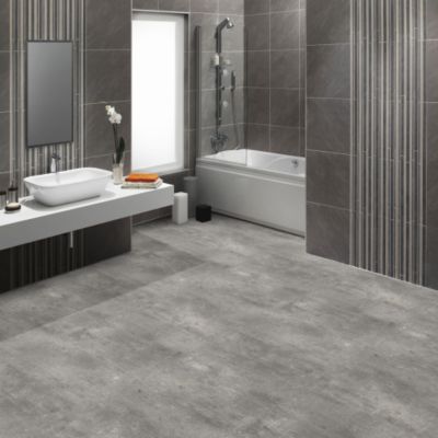 Sol PVC Textile - Aspect béton griffé gris - 2m x 4m