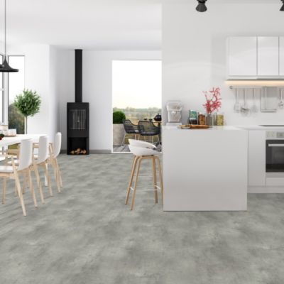 Sol PVC Textile Aspect béton griffé gris clair - Rouleau de 2m x 17m
