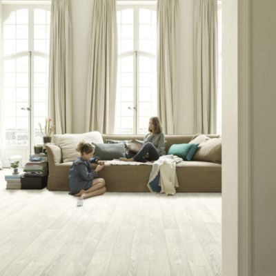 Sol PVC Textile - Aspect parquet chêne blanc - Rouleau de 4m x 7m