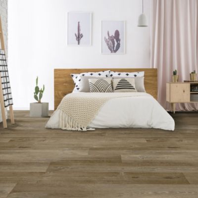 Sol PVC textile Aspect parquet chêne brun - 4m x 26m