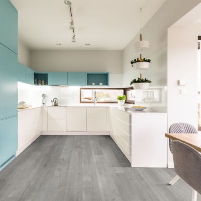 Sol PVC Textile - Aspect parquet chêne gris - Rouleau de 4m x 22m