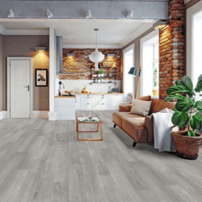 Sol PVC Textile - Aspect parquet chêne gris - Rouleau de 4m x 4m