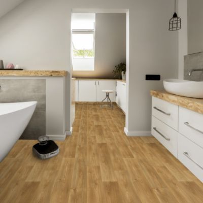 Sol PVC Textile Aspect parquet chêne naturel - 4m x 4m
