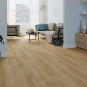 Sol stratifié à clipser Cowley Goodhome- AC5 Passage intensif - Coloris blond - L.129,2 cm x l.19,3 cm, ép. 8 mm