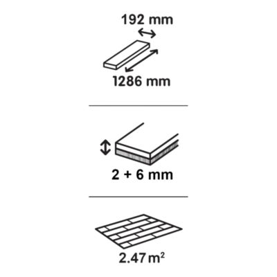 Sol stratifié à clipser Faversham, passage intense AC5, effet chêne brun, L. 128,6 x l. 18,5 cm x ép. 6 + 2 mm