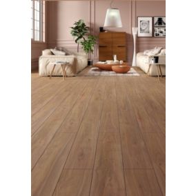 Sol stratifié à clipser Hickory carya passage intensif AC6, Ep.10mm, résistant à l'eau