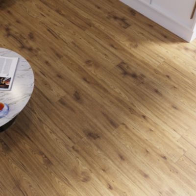 Sol stratifié à clipser Hickory chêne brun AC5 10mm - L.138 x l.15,9 cm