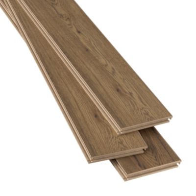 Sol stratifié à clipser Hickory chêne brun AC5 10mm - L.138 x l.15,9 cm