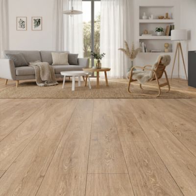 Sol Stratifié à clipser Ildo avec sous-couche intégrée décor chêne 138,3 x 19,3 cm Ep 8+2mm