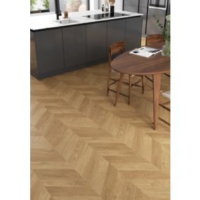 Sol stratifié à clipser Leyton GoodHome aspect chêne blond passage intensif AC5 Ep.10mm résistant à l'eau