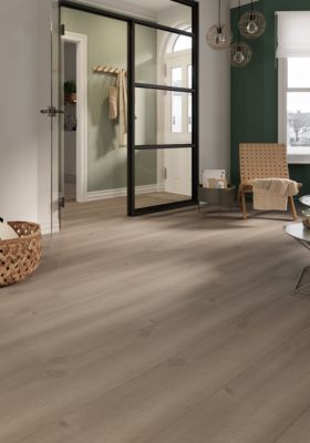 Sol stratifié Bolton GoodHome, passage intense AC5, effet chêne brun, L.126,1 cm x l.24,4 cm x ép.10 mm, résistant à l'eau