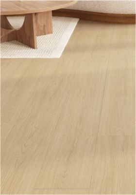 Sol stratifié Bryce GoodHome, passage intense AC5, effet chêne blond, L.129,2 cm x l.19,3 cm x ép.8 mm, résistant à l'eau