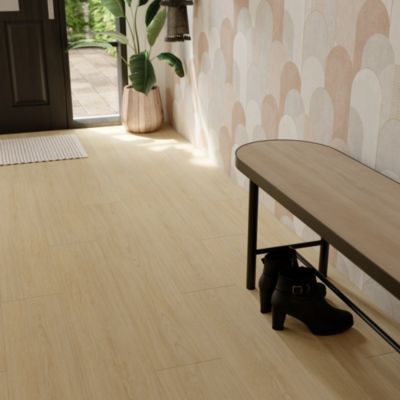 Sol stratifié Bryce GoodHome, passage intense AC5, effet chêne blond, L.129,2 cm x l.19,3 cm x ép.8 mm
