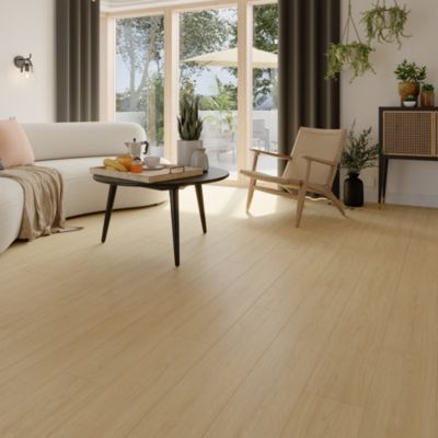 Sol stratifié Bryce GoodHome, passage intense AC5, effet chêne blond, L.129,2 cm x l.19,3 cm x ép.8 mm