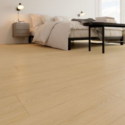 Sol stratifié Bryce GoodHome, passage intense AC5, effet chêne blond, L.129,2 cm x l.19,3 cm x ép.8 mm