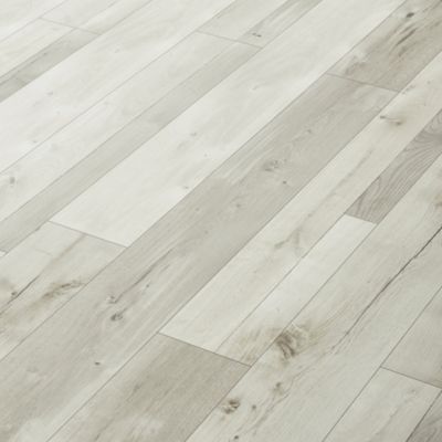 Sol stratifié clipsable Bexhill chêne blanc passage élévé AC4 ép.8 mm