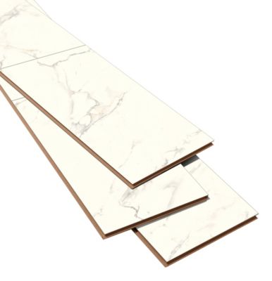 Sol stratifié clipsable Elegance aspect marbre blanc 8 mm compatible pièces humides