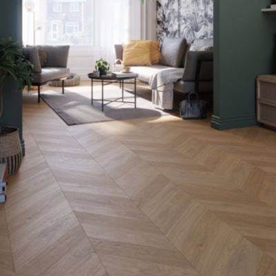 Sol stratifié clipsable Leyton chêne blond 10 mm