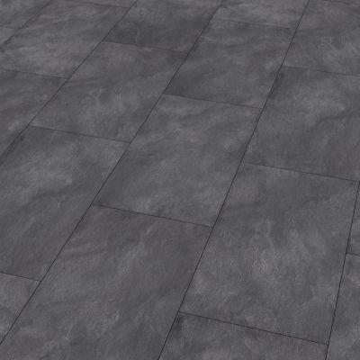 Sol stratifié clipsable Slate aspect pierre anthracite 8 mm compatible pièces humides