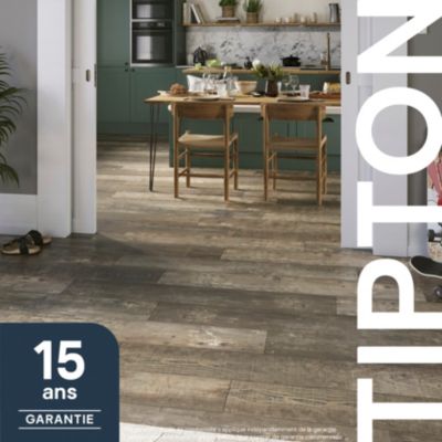 Sol stratifié clipsable Tipton chêne brun 8 mm compatible pièces humides