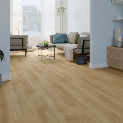 Sol stratifié Cowley GoodHome, passage intense AC5, effet chêne miel, L.129,2 cm x l.19,3 cm x ép.8 mm