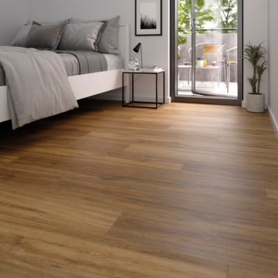 Sol stratifié Devonport GoodHome, passage élevé AC4, effet chêne miel, L.128,6 cm x l.19,4 cm x ép.8 mm