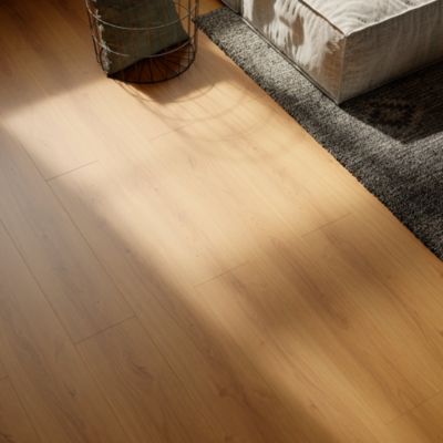 Sol stratifié Dovercourt GoodHome, passage intense AC5, effet chêne miel, L.129,2 cm x l.19,3 cm x ép.8 mm