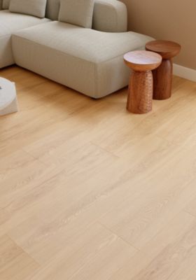 Sol stratifié Dronfield GoodHome, passage élevé AC4, effet chêne clair, L.128,5 cm x l.28 cm x ép.8 mm