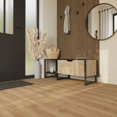 Sol stratifié effet chêne blond passage élevé AC4 L.138,3 x l.19,3 cm x ép.8 mm, GoodHome Towcester