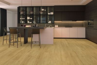 Sol stratifié Lucknow GoodHome, passage intense AC5, effet chêne, L.128,5 cm x l.28 cm x ép.8 mm, résistant à l'eau